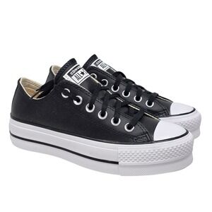 Converse Chuck Taylor All Star Platform Leather Sneakers Black US W5.5/M3.5/K3.5